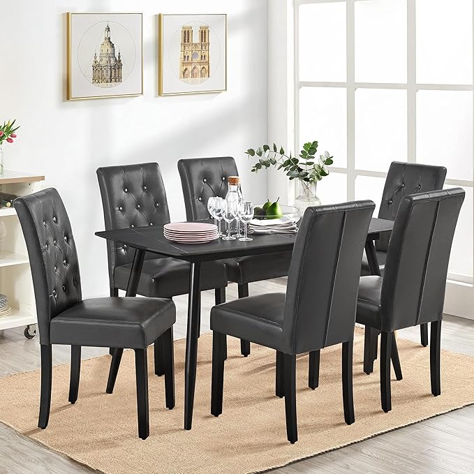 Yaheetech Dining Chairs Set of 6 Modern Style Faux Leather Dining Room Chairs - Image 2