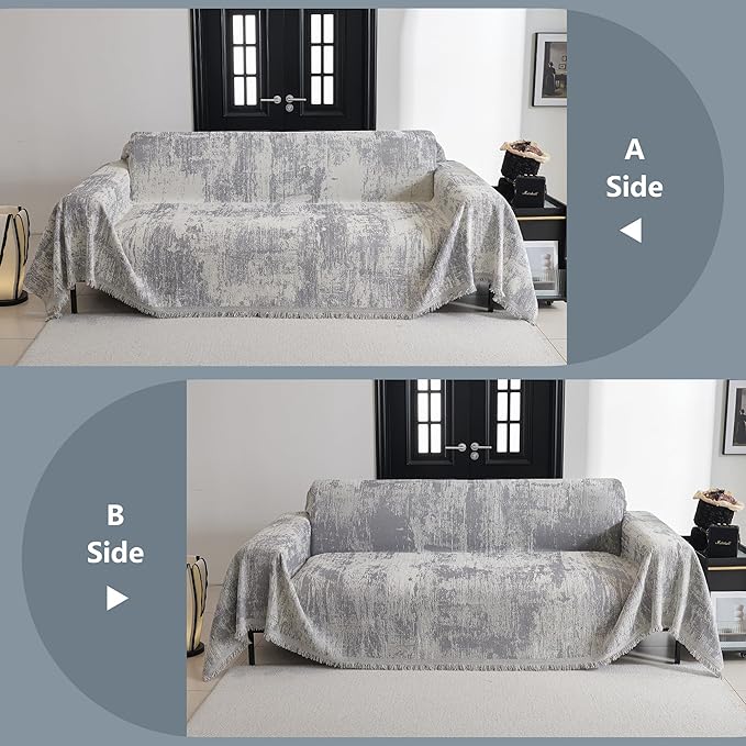 MYSKY HOME Boho Couch Cover for Dogs Washable Grey Abstract Couch Sofa - Image 6