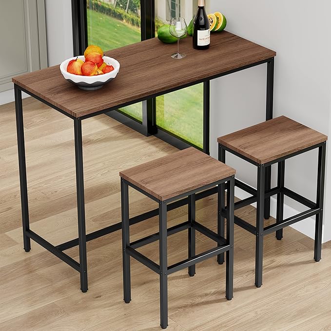 Aklaus Bar Table and Chairs Set 44" Dining Table Set Pub Bar Table - Image 3
