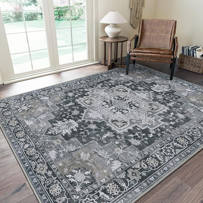 GENIMO 10x14 Area Rugs for Living Room, Machine Washable Non Slip Vintage Rugs by GENIMO