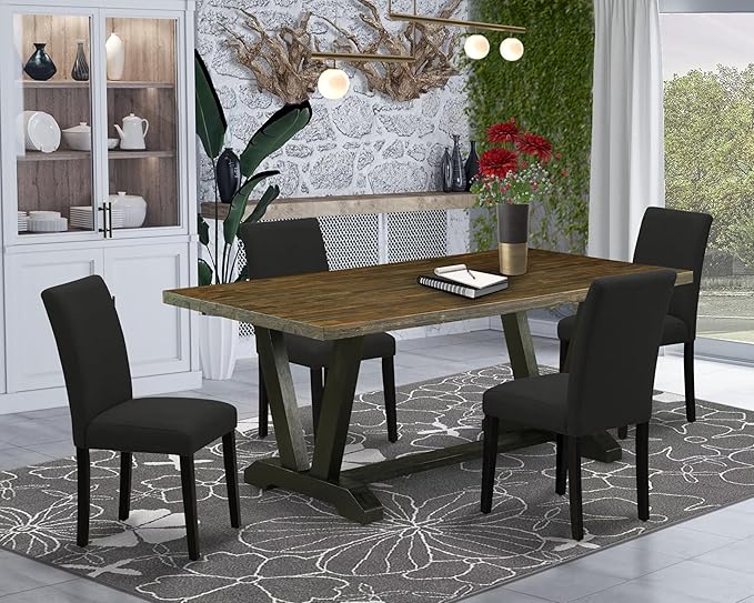 East West Furniture V677AB624-5 5 Piece Dinette Set Includes a Rectangle Dining - Image 2