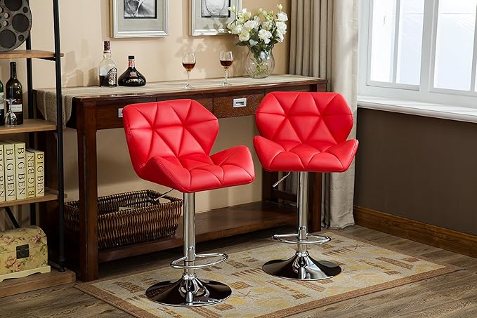 Roundhill Furniture Glasgow Contemporary Tufted Adjustable Height Hydraulic Red - Image 3