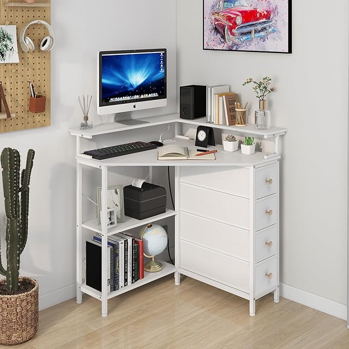Corner Desk with Drawers Shelves - Image 2