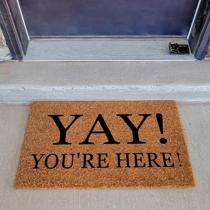 Yay You're Here Funny Coir Doormat - Image 3