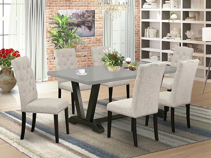 East West Furniture V697EL635-7 7 Piece Kitchen Table & Chairs Set Consist of a - Image 2