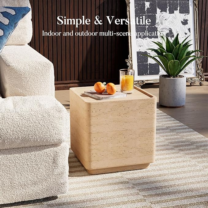 COSIEST 14.4" Outdoor Side Table, Rectangular Concrete End Table - Image 5
