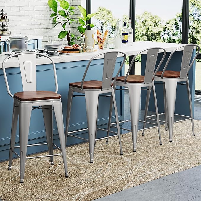 Yongqiang 26 inch Bar Stools Set of 4 Kitchen Counter Height Bar Chairs High - Image 6