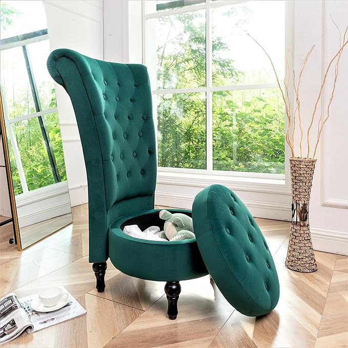 Container Furniture Direct Royal High-Back Velvet Accent Chair - Image 14
