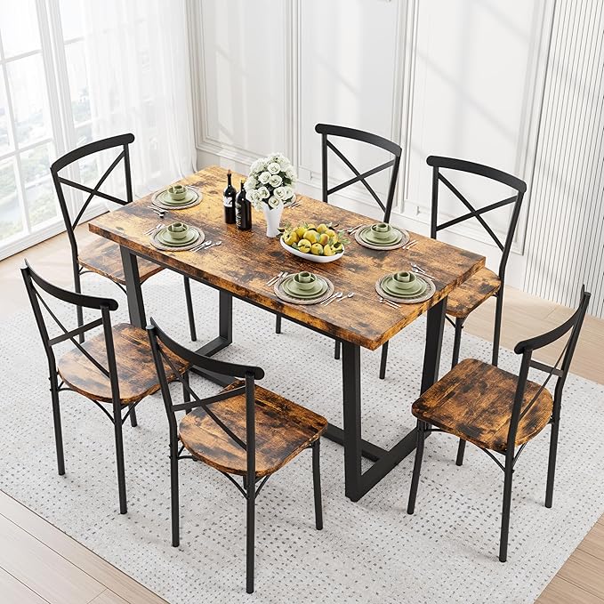 Ball & Cast 7 Pieces Dining Table Set, Kitchen Table and Chairs by BallCast