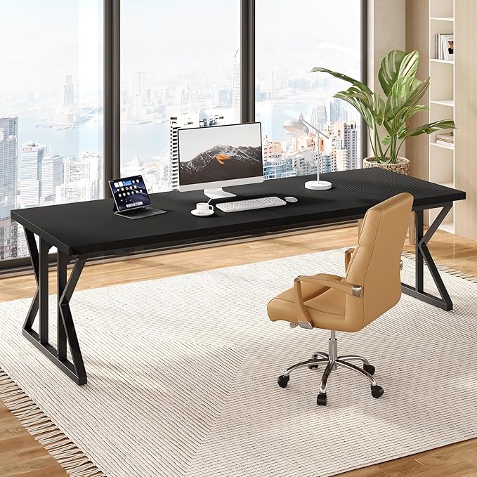 LITTLE TREE 78.7 Inch Large Executive Desk, Extra Long Computer Office Desk - Image 2
