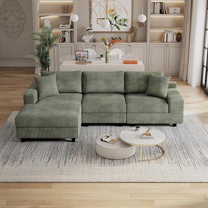 Eafurn Convertible L Shaped Modular Sectional Sofa Couch, 5 Seater Corduroy - Image 3