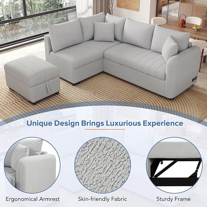 Ball & Cast L-Shaped Sectional Pull Out Sofa - Image 4