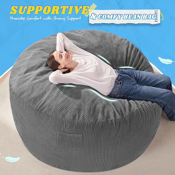 HABUTWAY 5FT Bean Bag Chair, Giant Bean Bag Chairs - Image 5