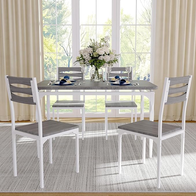 GarveeHome 5 Piece Dining Table Set, Industrial Style Dining Table and Chairs - Image 5