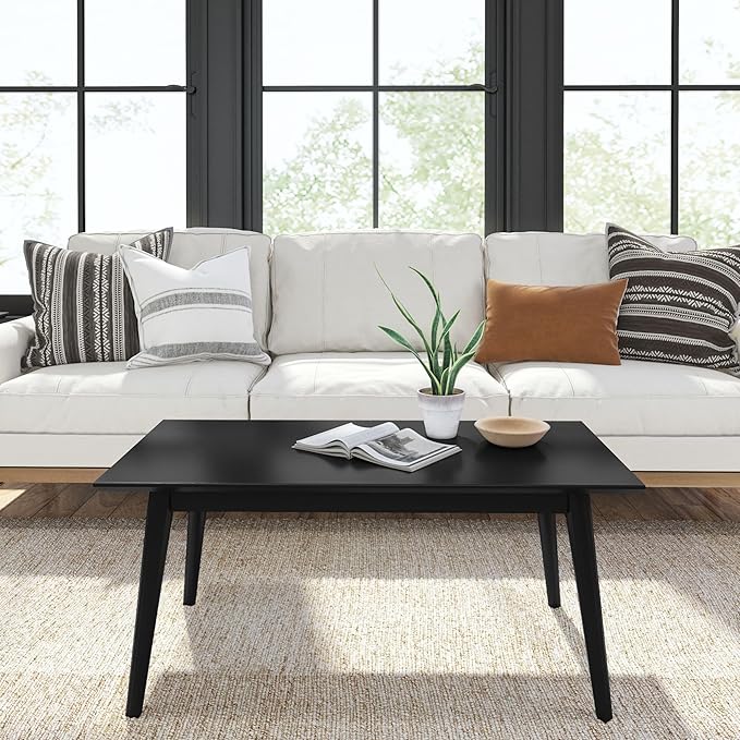 Plank+Beam 40 Inch Mid Century Modern Coffee Table, Wood Coffee Tables - Image 3