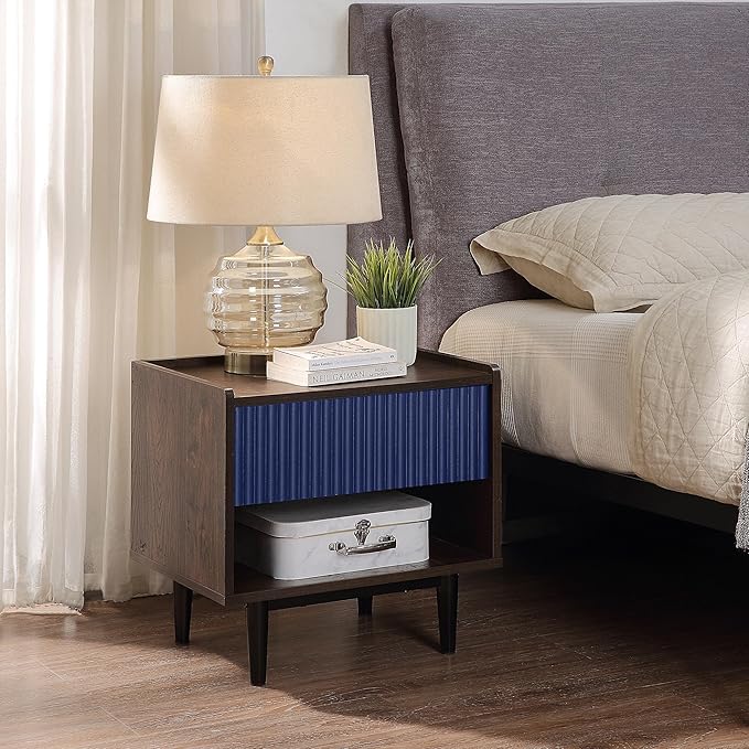 Manhattan Comfort Duane Modern Ribbed Nightstand, Bedside Table - Image 2