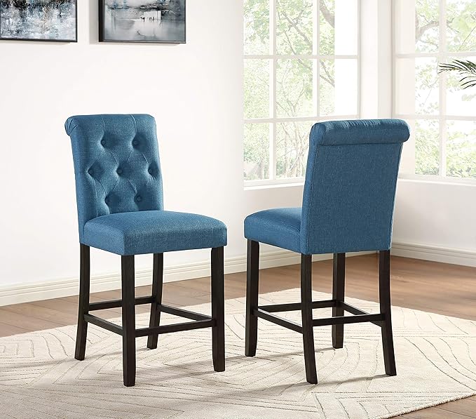 Roundhill Furniture Hendley Solid Wood Tufted Counter Height Stools by RoundhillFurniture