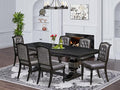 LKMA7-SBB-34-7-pc Dining Room Set Consists of a Dinner Table and 6 Dark Grey by LuxebyEastWestFurniture