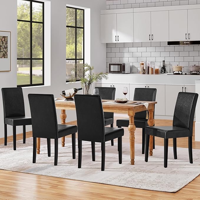 Yaheetech Dining Chairs Set of 6 Faux Leather Modern Dining Room Chairs - Image 2