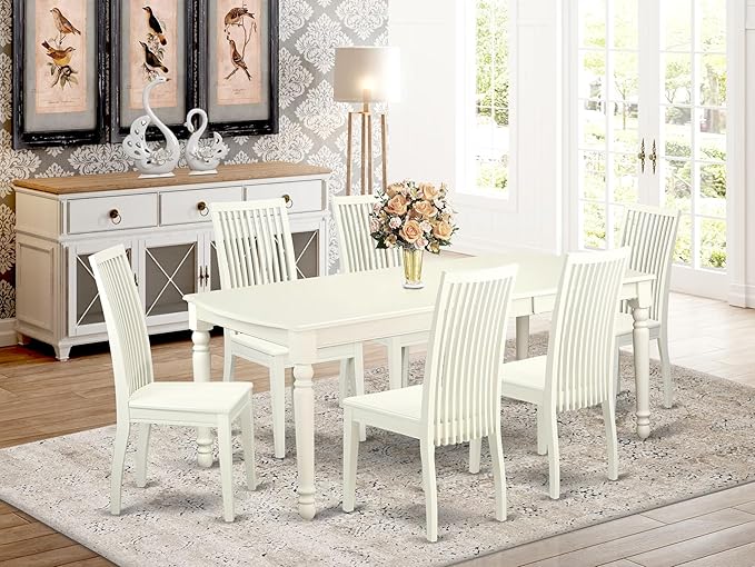 East West Furniture DOIP7-LWH-W 7 Piece Dining Table Set Consist of a Rectangle - Image 2
