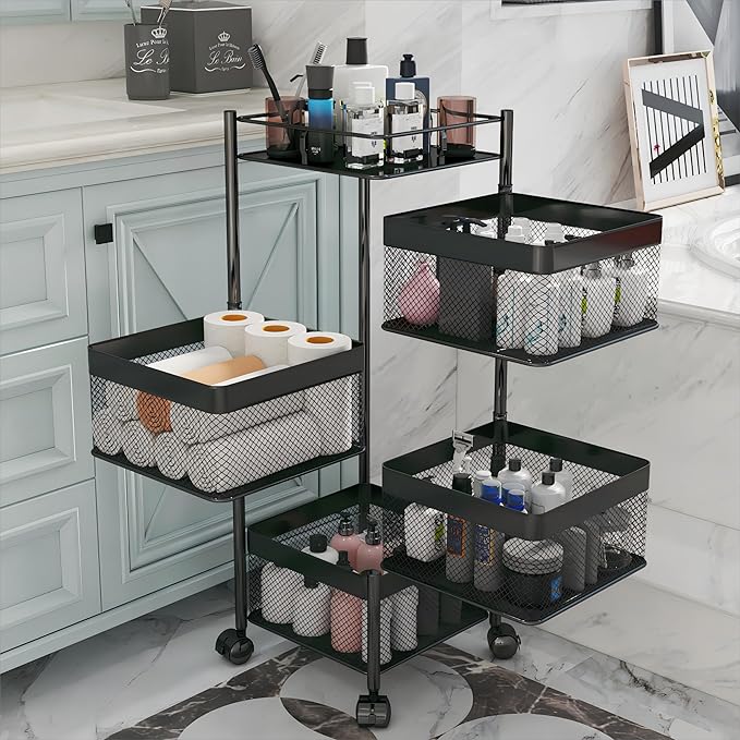 Rotating Kitchen Storage Rack，Bathroom Shelf，Kitchen Organization and - Image 4