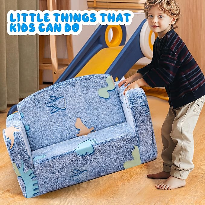 Lamerge 2-in-1 Toddler Couch, Glow in The Dark Baby Floor Bed, Foldable Toddler - Image 6
