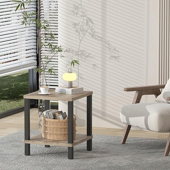 Large End Table Square Side Table Modern Sofa Table 20 Inch Industrial Coffee - Image 4