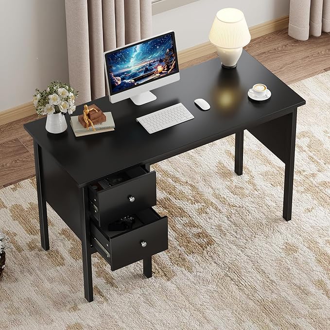 BHG Computer Desk with Drawers, Modern White Home Office Desk with Storage - Image 3