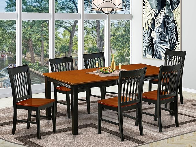 East West Furniture QUNO7-BCH-W 7 Piece Dining Room Table Set Consist of a by EastWestFurniture