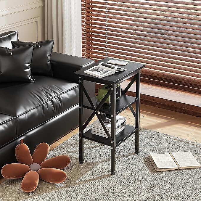 VECELO End Table Set of 2, Bedside Table, X-Design Reinforced Nightstands - Image 7
