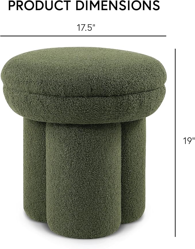 Furniture of America Rami Modern 18-inch Mushroom-Shape Upholstered Ottoman - Image 2