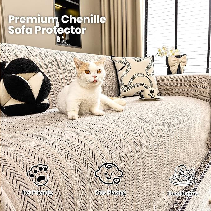 Nobildonna Sofa Cover Washable Soft Thicken Chenille Couch Cover - Image 2