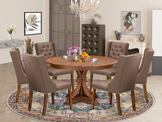 F7FO7-50N-18 - 7-Piece Dining Room Set Contains A Kitchen Table and 6 Brown - Image 2