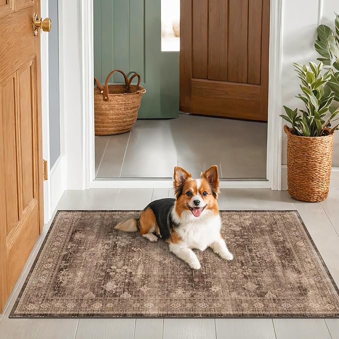 Brown Boho Washable 3x6 Large Kitchen Runner Rug, Indoor Entryway Home Office - Image 8