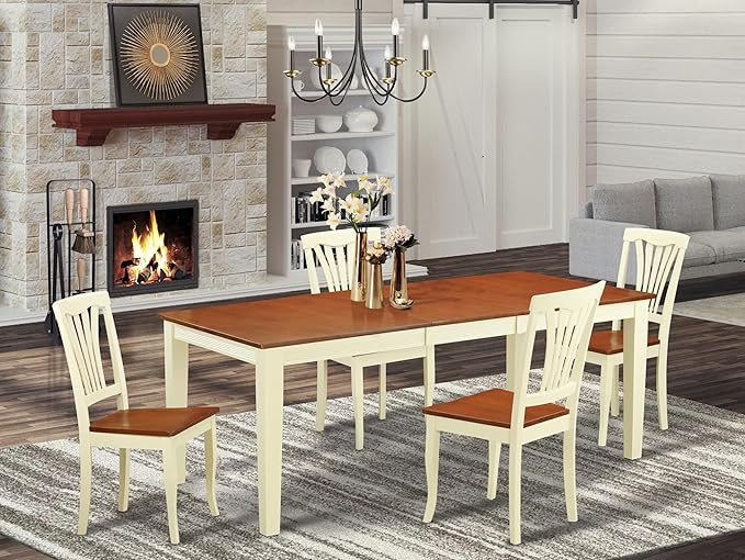 East West Furniture QUAV5-WHI-W 5 Piece Dining Room Table Set Includes a - Image 2