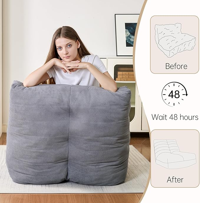 Bean Bag Chairs for Adults, Memory Foam Bean Bag Chair, Spacious Single Sofa - Image 5