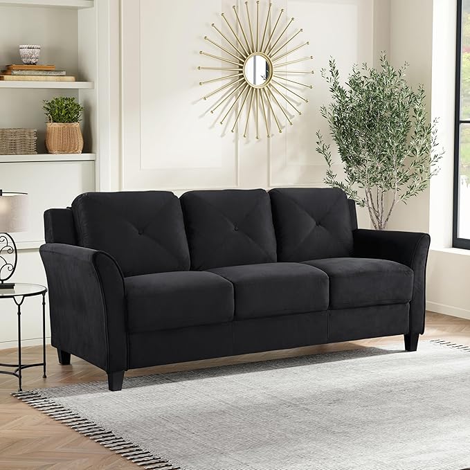 Lifestyle Solutions Harrington Sofa Upholstered Microfiber Fabric Curved Arms - Image 2