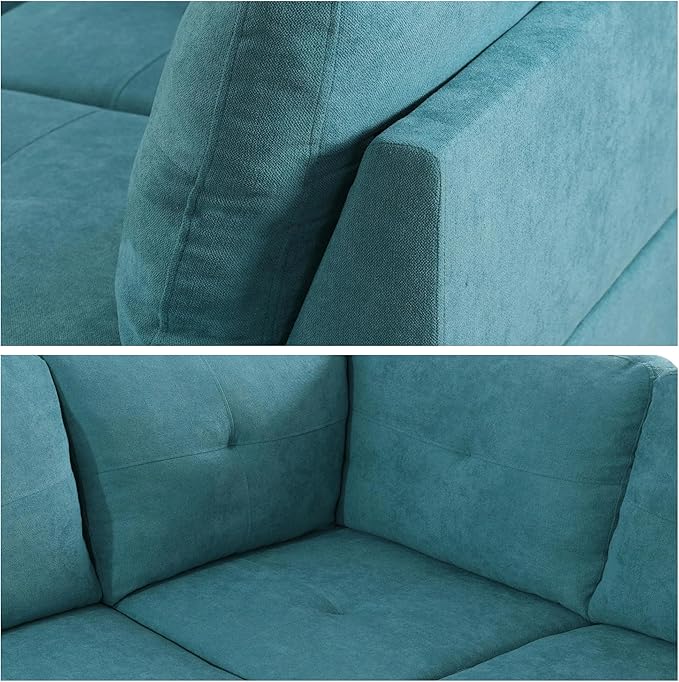L-Shaped Sectional Sofa with Ottoman, Right-Facing Modern Microfiber Couch - Image 6