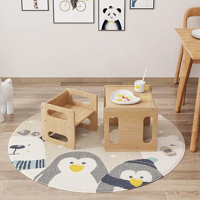 Montessori Weaning Table and Chair Set, Real Hardwood, Desk - Image 9