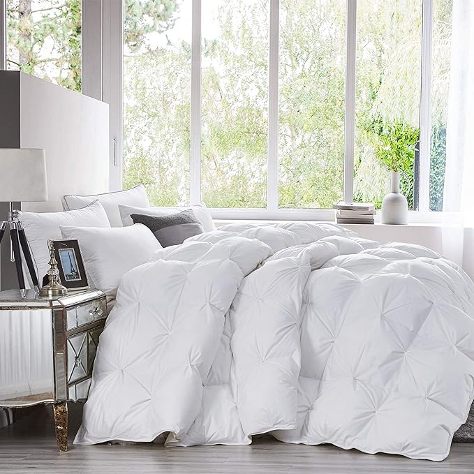 Luxurious All-Season Goose Down Feather Fiber Comforter Queen Size Duvet Insert - Image 2