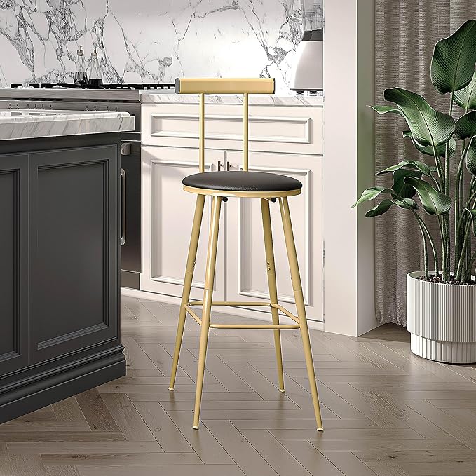Bar Stools, Bar Chairs with Backrest and Footrest, Industrial Counter Stools - Image 5