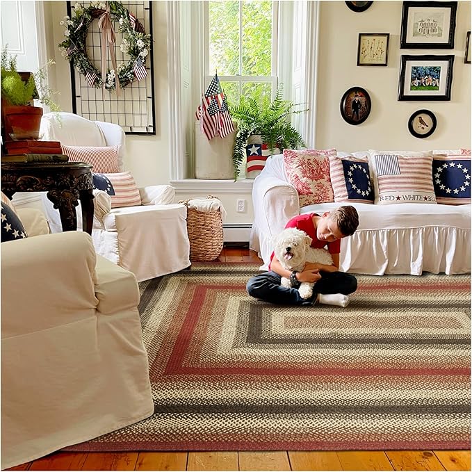 Homespice Chester Braided Area Rug 5x8' Perfect Country Living Room Décor - Image 10