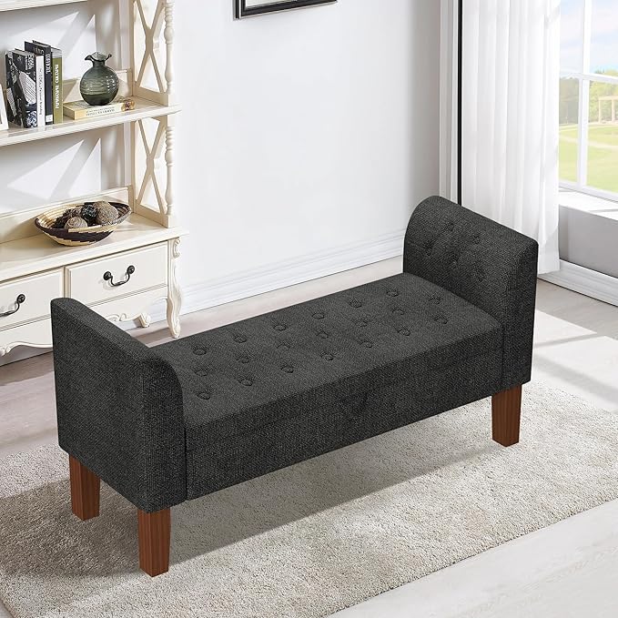 Awonde Storage Bench for Bedroom End of Bed Button Tufted Upholstered Bench - Image 6