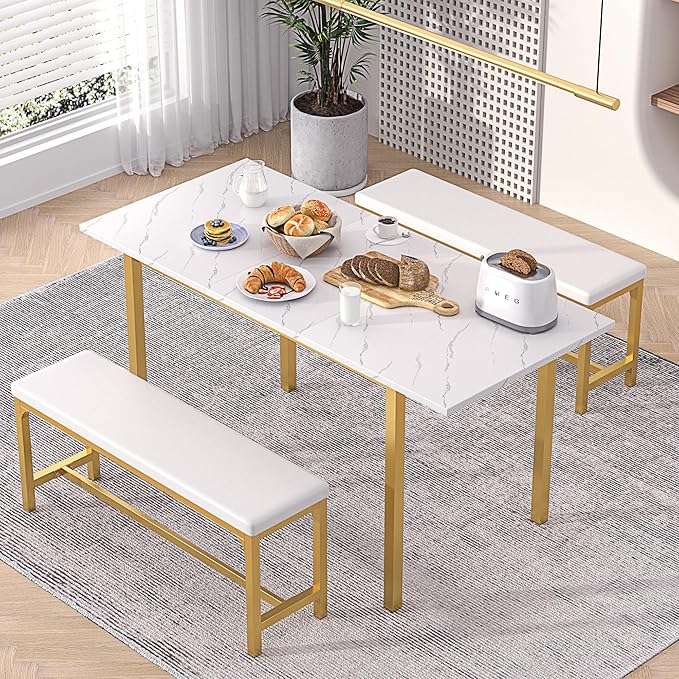VECELO 3-Piece 63" Extendable Kitchen Table - Image 4