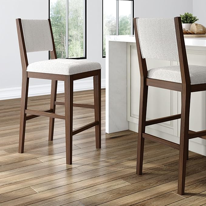 Plank+Beam Sereno Bar Stool, Sturdy Wood Modern Kitchen Bar Height Stool - Image 9