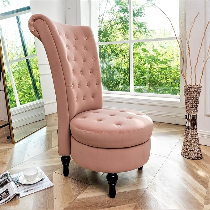 Container Furniture Direct Royal High-Back Velvet Accent Chair - Image 6