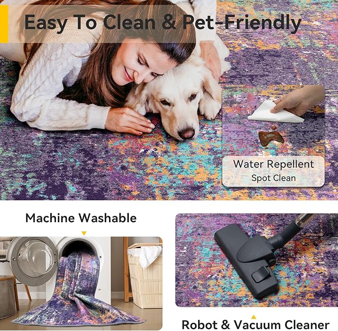 Washable Area Rugs 5'x7' Non-Slip Modern Abstract Soft - Image 5