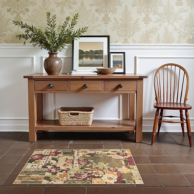 GENIMO Area Rug 2x3 Doormat, Machine Washable Low Pile Rugs, Small Floral - Image 4