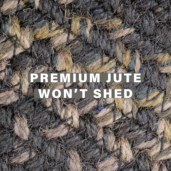 Jet Black Braided Area Rugs 4x6' – Primitive Black and Gray Area Rug - Image 5