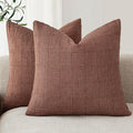 Foindtower Set of 2 Decorative Linen Check Throw Pillow Covers Neutral by Foindtower